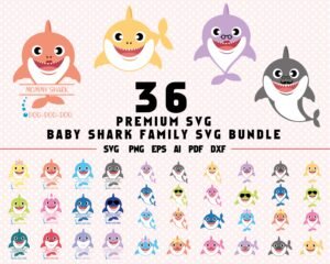 36 Premium Baby Cute Shark SVG Bundle