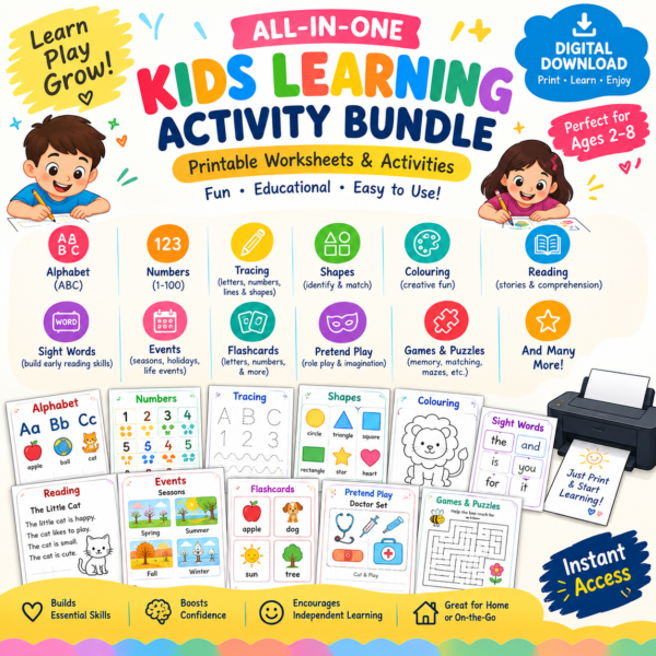 All-In-One Kids Learning Activity bundle Worksheets